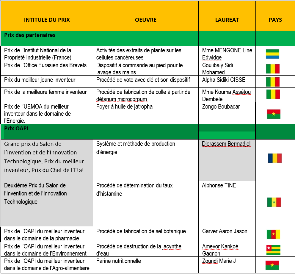 PALMARES DE LA 6ème EDITION DU SAIIT